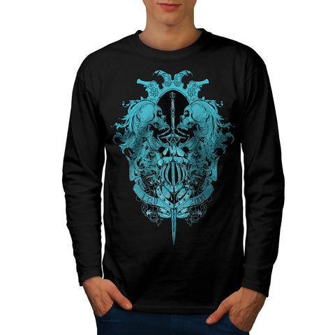 Skeleton Battle Sword Mens Long Sleeve T-Shirt