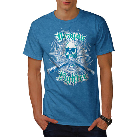 Dragon Fighter Skull Mens T-Shirt