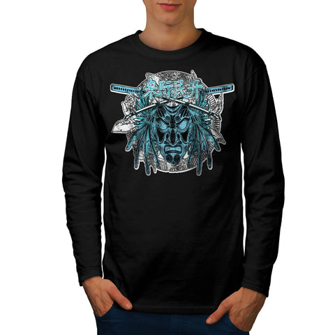 Chinese Samurai Mask Mens Long Sleeve T-Shirt