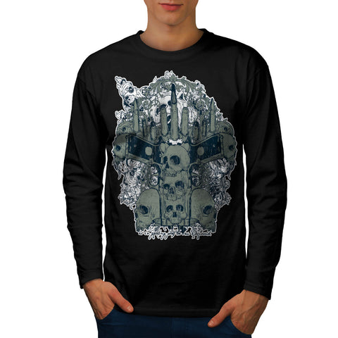 Gang Land Skull Guns Mens Long Sleeve T-Shirt