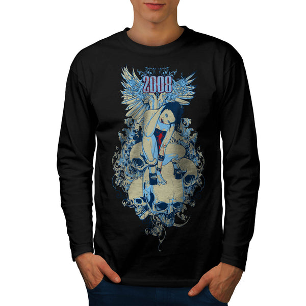 Lady Gun Bullet Hole Mens Long Sleeve T-Shirt