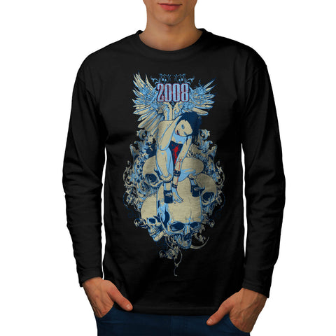 Lady Gun Bullet Hole Mens Long Sleeve T-Shirt