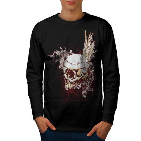 Native Indian Skull Mens Long Sleeve T-Shirt