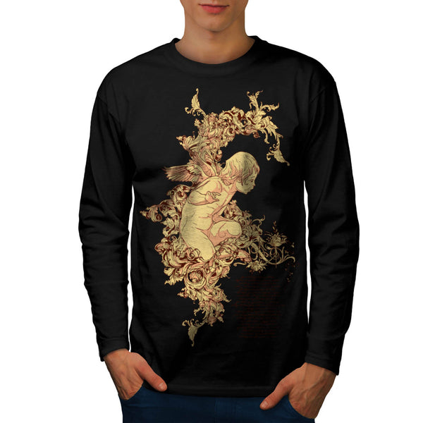 Angel Wing Cherub Kid Mens Long Sleeve T-Shirt