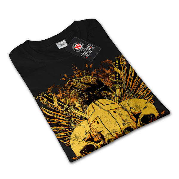 Skull Sword Fight Axe Mens Long Sleeve T-Shirt