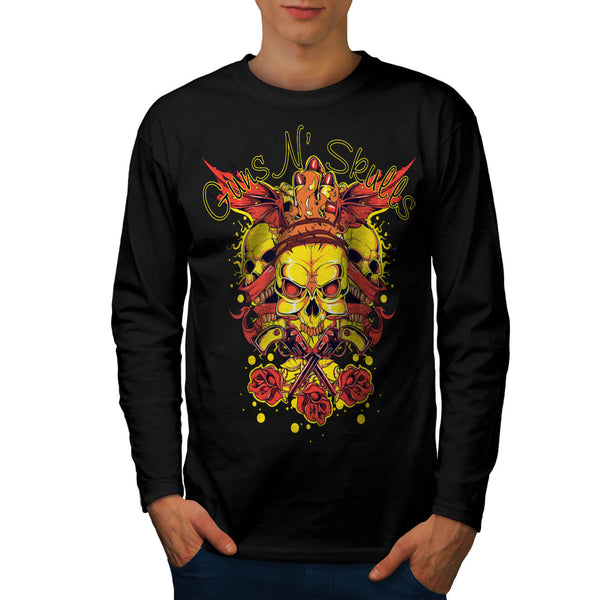 Guns And Skulls Brawl Mens Long Sleeve T-Shirt