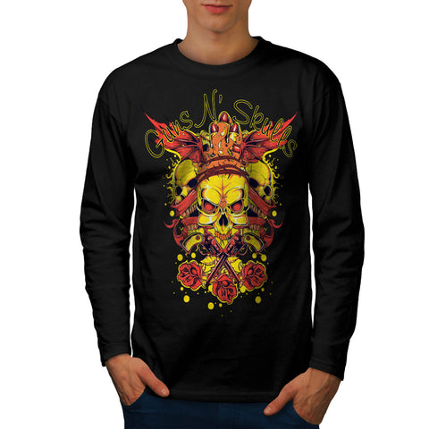 Guns And Skulls Brawl Mens Long Sleeve T-Shirt