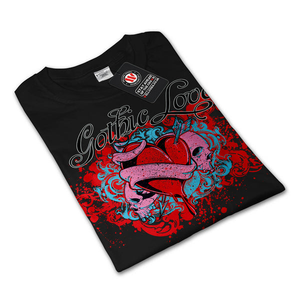 Gothic Love Heart Mens Long Sleeve T-Shirt
