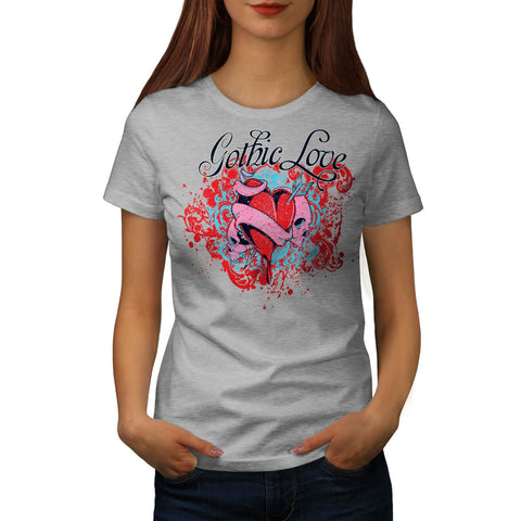 Gothic Love Heart Womens T-Shirt