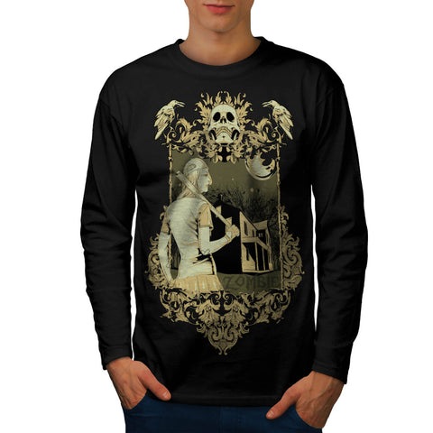 Zombie Baseball Girl Mens Long Sleeve T-Shirt