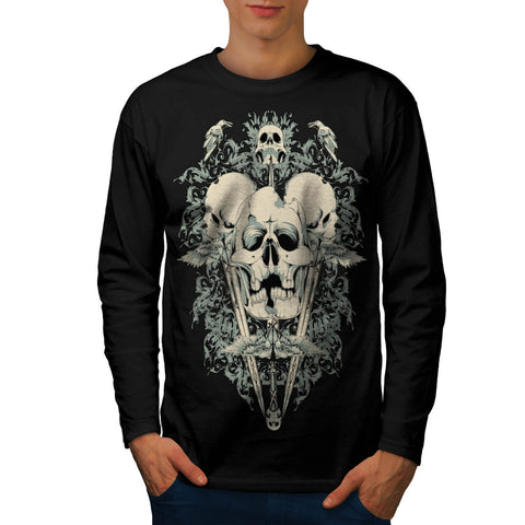 Monster Death Skull Mens Long Sleeve T-Shirt