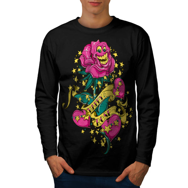 Happy Rose Cartoon Mens Long Sleeve T-Shirt