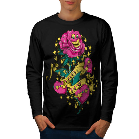 Happy Rose Cartoon Mens Long Sleeve T-Shirt