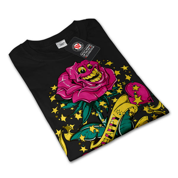 Happy Rose Cartoon Mens Long Sleeve T-Shirt
