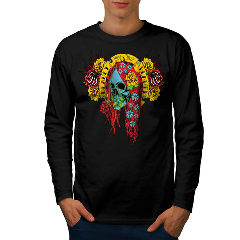 Deadly Beauty Skull Mens Long Sleeve T-Shirt