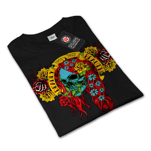 Deadly Beauty Skull Mens Long Sleeve T-Shirt