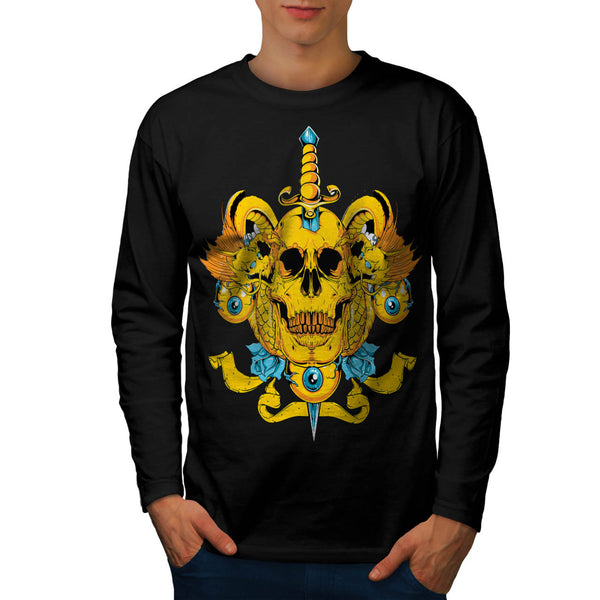 Sword Skull Head Dead Mens Long Sleeve T-Shirt