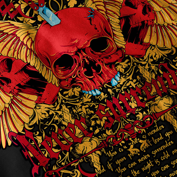 Never Surrender Skull Mens Long Sleeve T-Shirt
