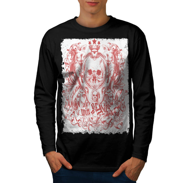 Win Die Death Skull Mens Long Sleeve T-Shirt