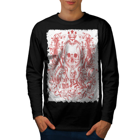 Win Die Death Skull Mens Long Sleeve T-Shirt