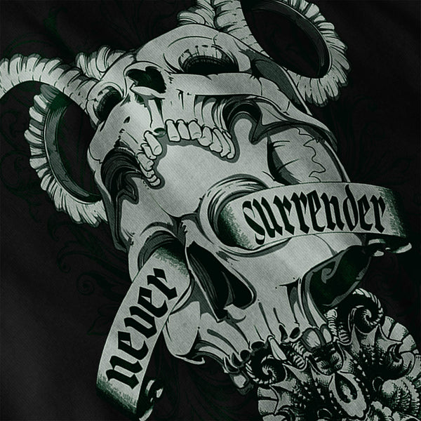 Never Surrender Skull Mens Long Sleeve T-Shirt