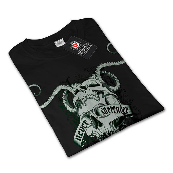 Never Surrender Skull Mens Long Sleeve T-Shirt