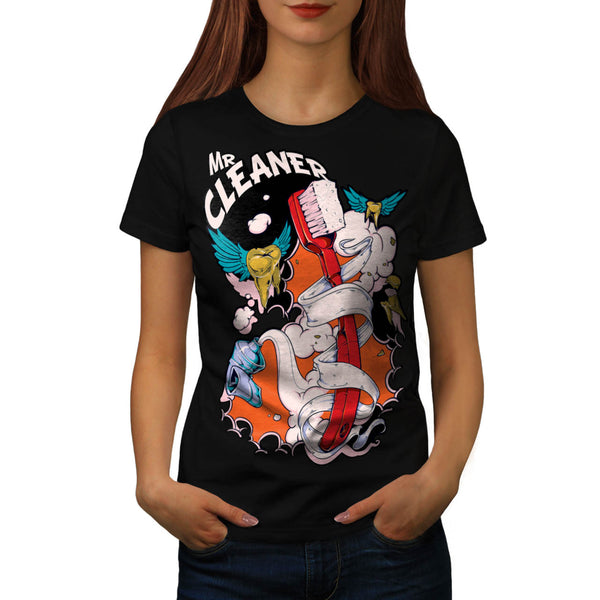 Mr Cleaner Teeth Tube Womens T-Shirt