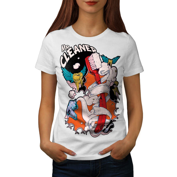 Mr Cleaner Teeth Tube Womens T-Shirt
