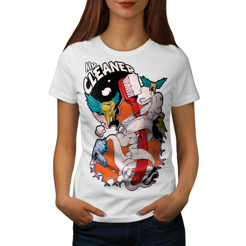 Mr Cleaner Teeth Tube Womens T-Shirt