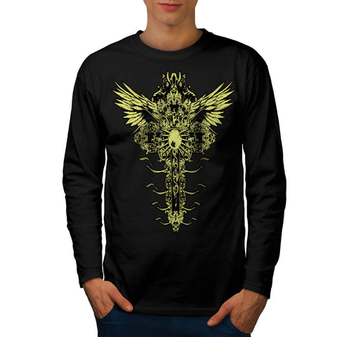 Moster Eye Pin Wings Mens Long Sleeve T-Shirt