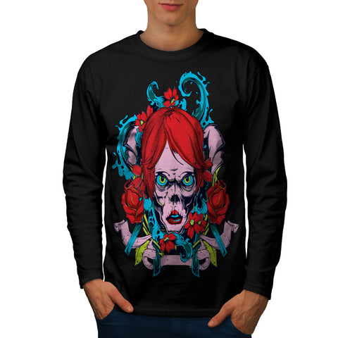Horror Girl Octopus Mens Long Sleeve T-Shirt