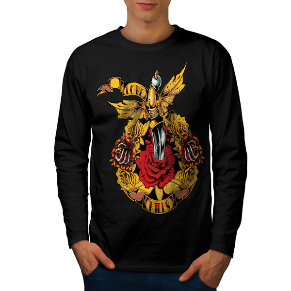 Love Kill Knife Heart Mens Long Sleeve T-Shirt