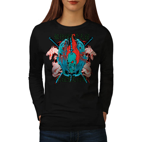 Japan Samurai Mask Womens Long Sleeve T-Shirt