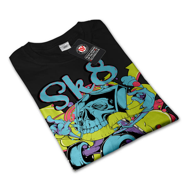 Skate Board Skull USA Mens Long Sleeve T-Shirt
