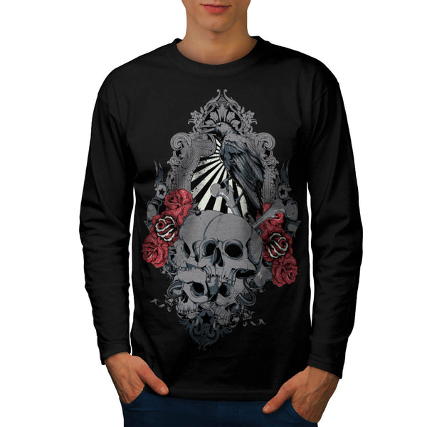Death Skull Cemetery Mens Long Sleeve T-Shirt