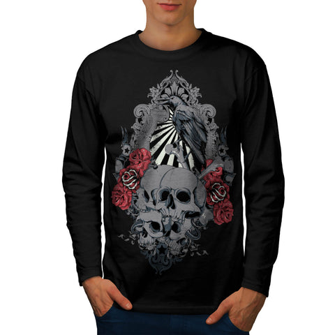 Death Skull Cemetery Mens Long Sleeve T-Shirt