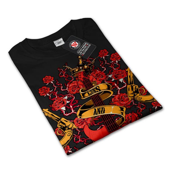 Roses and Guns Rock Mens Long Sleeve T-Shirt