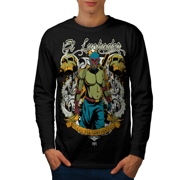 El Luchador Wrestler Mens Long Sleeve T-Shirt