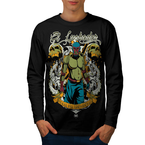 El Luchador Wrestler Mens Long Sleeve T-Shirt