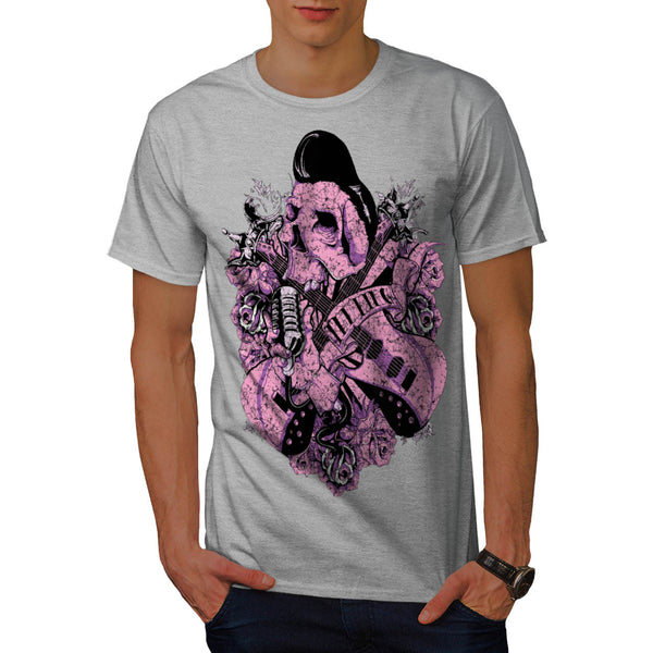 Music Guitar Skull Mens T-Shirt
