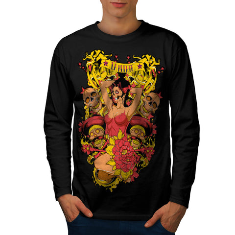Horror Skull Hot Lady Mens Long Sleeve T-Shirt
