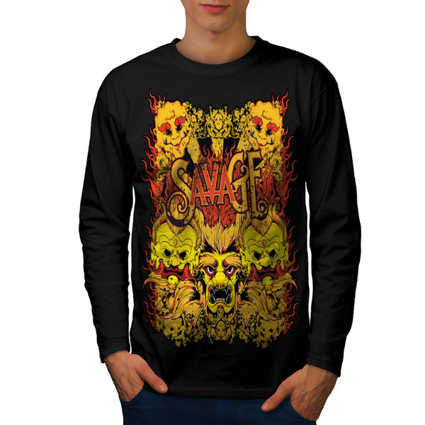 Savage Samurai Mask Mens Long Sleeve T-Shirt