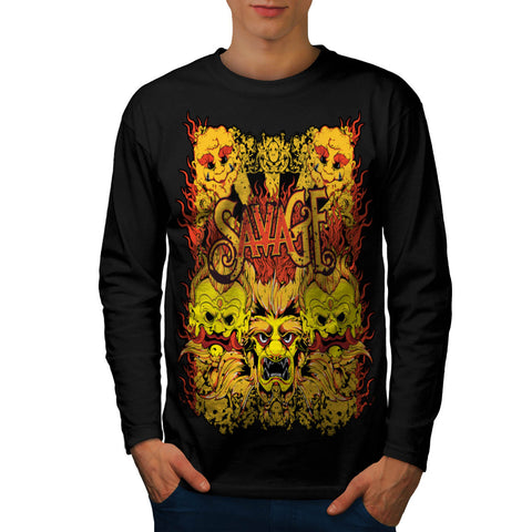 Savage Samurai Mask Mens Long Sleeve T-Shirt