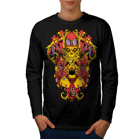 Skeleton Pilot Horror Mens Long Sleeve T-Shirt