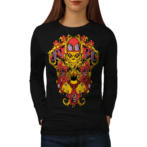 Skeleton Pilot Horror Womens Long Sleeve T-Shirt