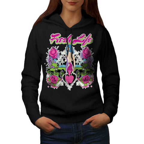 Fresh Life Motor Car Womens Hoodie