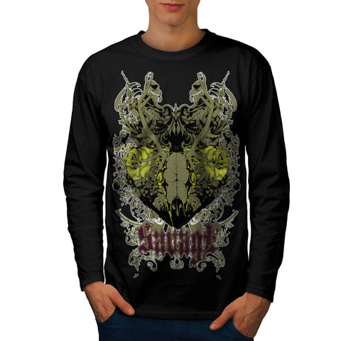 Savage Animal Skull Mens Long Sleeve T-Shirt