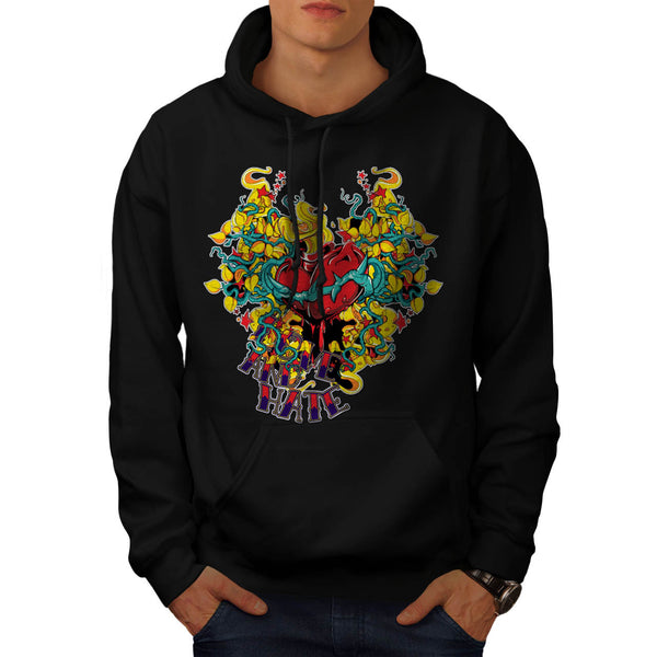 Love And Hate Heart Mens Hoodie