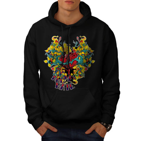 Love And Hate Heart Mens Hoodie
