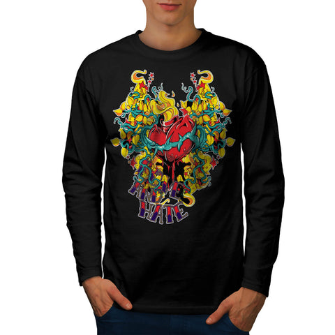Love And Hate Heart Mens Long Sleeve T-Shirt